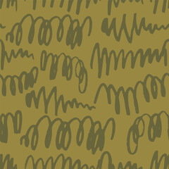 Vector abstract seamless pattern with green scribble stripes. Hand painted illustration for design, print, fabric or background.