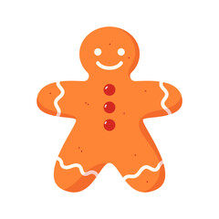 cute gingerbread man is isolated on a white background. Vector illustration
