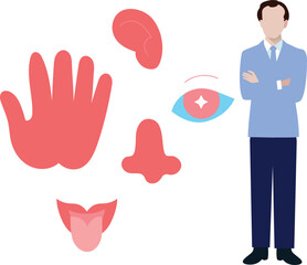 Doctor is showing human senses