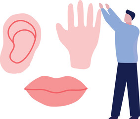 The boy is looking hand finger