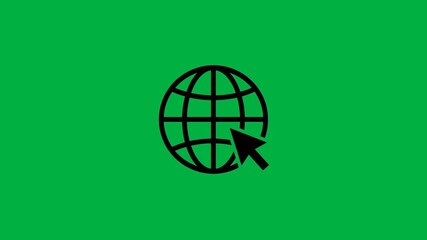 A black globe icon with a cursor pointer on a vibrant green background. - Powered by Adobe