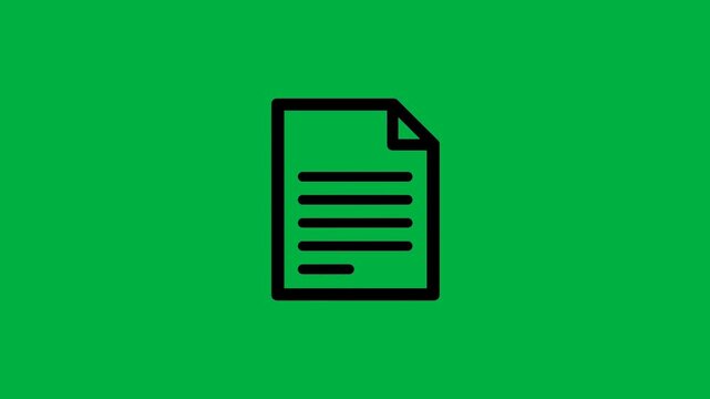 A simple document icon with lines, set against a vibrant green background.