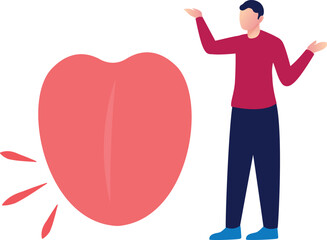 The boy showing human tongue.