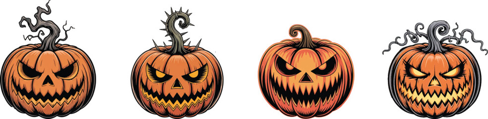 Vector illustration of Halloween pumpkins.