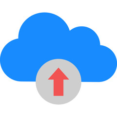 Cloud Uploading Icon | Flat Design Cloud Computing and File Transfer Symbol
