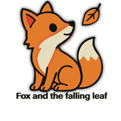 Cute fox and falling leaf.