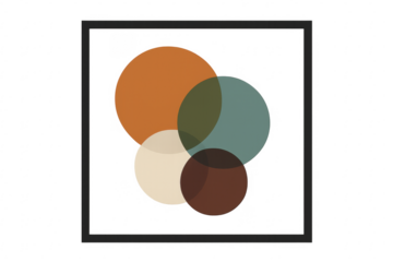 Venn diagram circles intersecting transparent geometric shapes