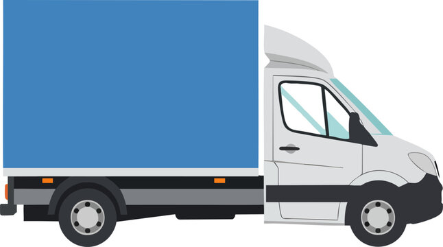 Blue Cargo Delivery Van isolated on white backround