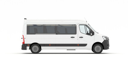Naklejka premium Modern White Van and Minibus Models. Transport, Delivery and Tourism Concept. 3D Illustration