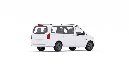 Modern White Van and Minibus Models. Transport, Delivery and Tourism Concept. 3D Illustration