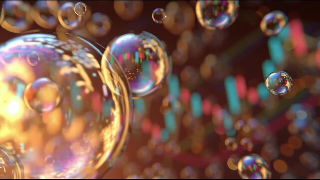 Oil price forecast visualized with colorful financial chart and bubble patterns, symbolizing market volatility, uncertainty, and finance trends oil