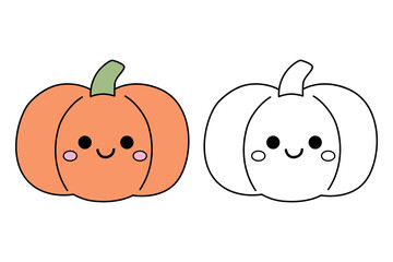 Cartoon cute pumpkin coloring pages thanksgiving day celebrate for kids