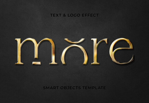 Gold Text & Logo Effect Mockup