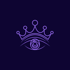 Abstract royal eye with a crown symbol representing vision and power isolated on transparent background