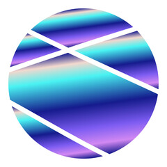 Fluid gradient circle with turquoise and violet hues, smooth luminous stripes crossing surface. For graphic design, web backgrounds, branding, and digital illustration projects. Part of collection