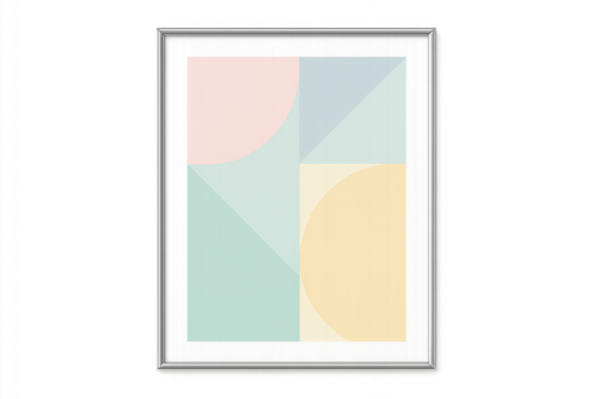 Abstract geometric shapes and pastel colors in frame