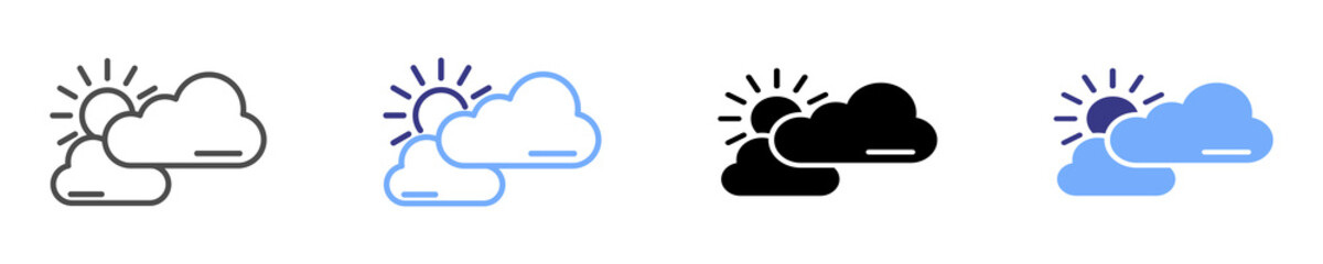 cloudy icon set multiple style
