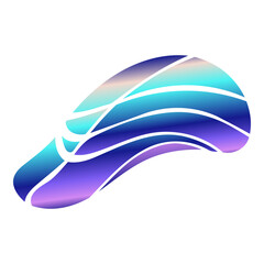 Abstract Gradient Shape with Transparent Negative Space. Flat horizontal fluid form with glowing blue-violet gradient lines. For web banners, futuristic branding. Part of collection