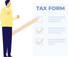 A man is shocked to see the tax form