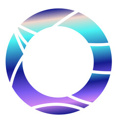 Abstract Gradient Shape with Transparent Negative Space. Circular gradient loop with hollow center, glowing turquoise and violet tones, soft luminous transitions. Part of collection