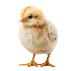 Obraz premium Adorable Small Chick Posing on White Background - High-Quality Stock Image