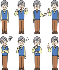 人物素材　男性　おじいちゃん　祖父　家族