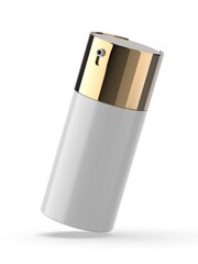 Blank cosmetic airless pump container packaging isolated on white background. Realistic clean mockup template for branding. 3D render illustration.