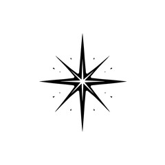 a stylized eight-pointed star with a subtle blue glow on a clean white background