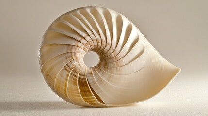 Obraz premium calcified. Tightly curled nautilus shell in warm beige tones on a neutral background. wildlife magazines, conservation campaigns, designed for nature documentaries and education.