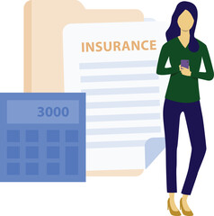 The girl is calculating insurances amount