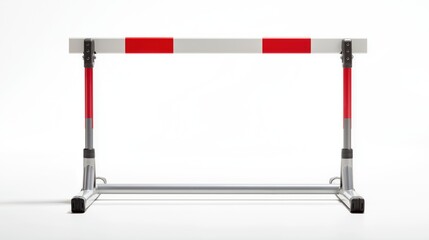 Overcome challenges with this dynamic hurdle setup, visualizing success, ambition, and athletic achievement against a clean, bright background, perfect for business