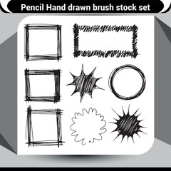 Hand drawn sketchy brush strokes and frames for creative projects and design elements