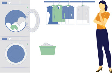 Girl thinking about dry cleaner service