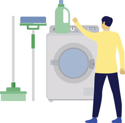 Man going for laundry.