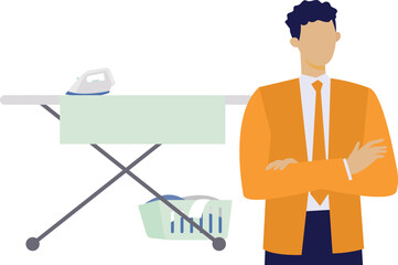 The man is giving iron clothe service .