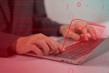 Business warning and cybersecurity alert.
Risk danger and data protection concept.