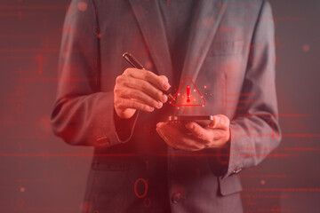 Business warning and cybersecurity alert.
Risk danger and data protection concept.