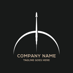 Simple Vector Illustration of a Rocket Launching From Planet Earth Forming an Arrow