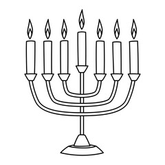 Happy Hanukkah menorah sicon. Holiday object in cartoon style.