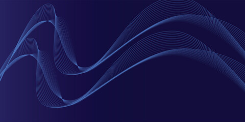 Abstract glowing wave lines on dark blue background. Dynamic wave pattern. Modern flowing wavy lines. Futuristic technology concept. Suit for banner, poster, cover, brochure, flyer, website eps 10