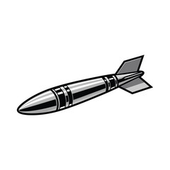 A set of space rocket icons and military ammo bullets isolated on white background as vector objects