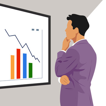 Illustration of a man in the office looking at a stand with a schedule work environment