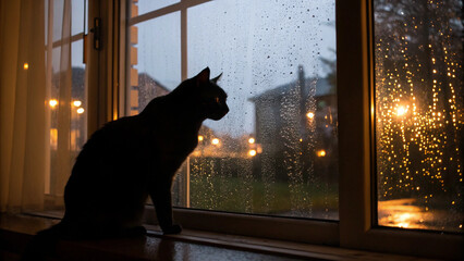 Black cat on the window
