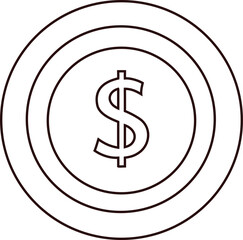 Obraz premium Minimal dollar sign outline icon vector. Simple money symbol for finance, banking, and business design.