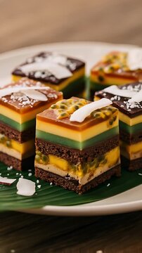 Exquisite Layered Dessert: Tropical Flavors and Coconut Delight