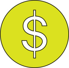 Elegant gold dollar sign coin vector. Modern finance, currency, and investment concept for web and app design.