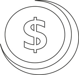 Clean outline dollar sign vector. Minimal money and currency concept for business or investment projects.