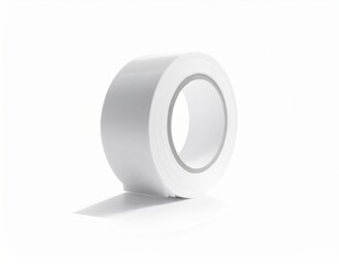Blank White Roll of Tape Mockup: Isolated on White Background. Industrial, Office Supply & Craft Branding