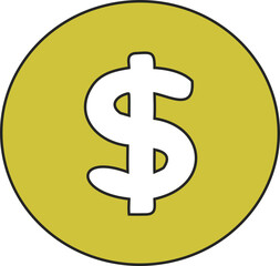 Realistic golden dollar sign vector. Symbol of wealth, success, and financial growth for business projects.