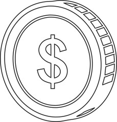 Thin line dollar sign vector. Sleek outline money icon for finance, investment, and financial services.